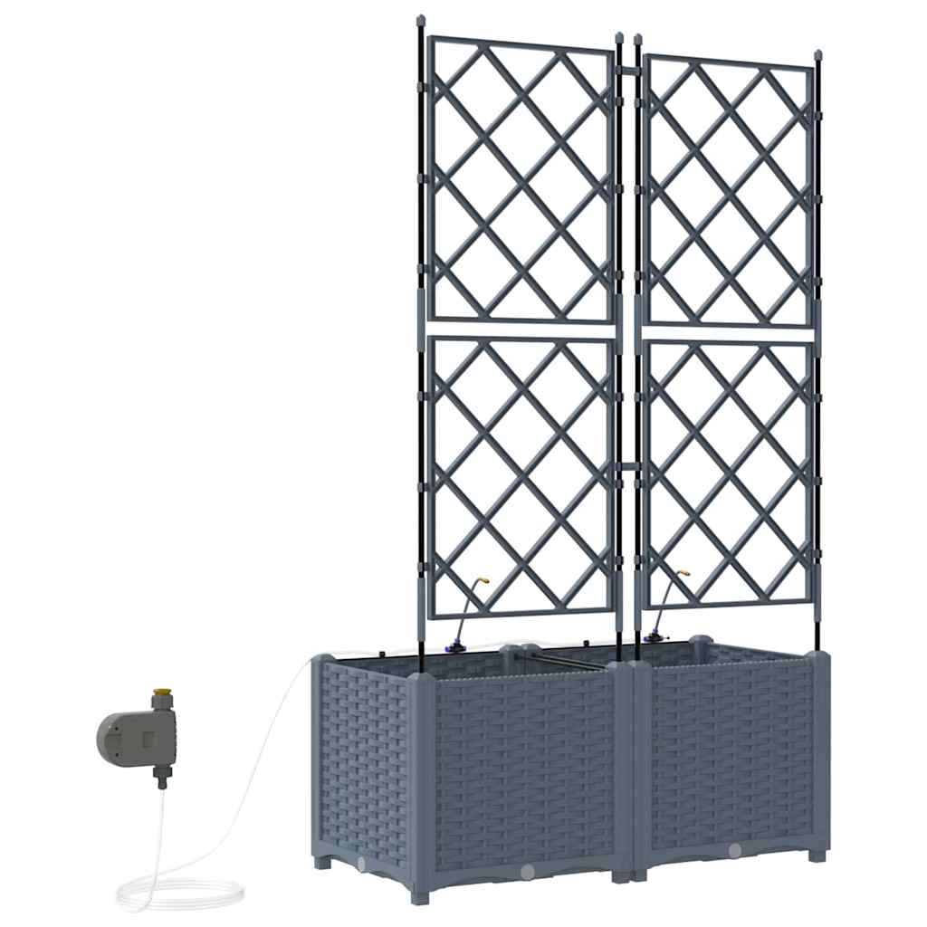 Trädgårdsplanterare 2 pcs Ljusgrå 80 x 40 x 142 cm Plast