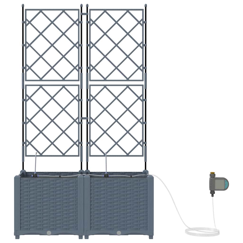 Trädgårdsplanterare 2 pcs Ljusgrå 80 x 40 x 142 cm Plast