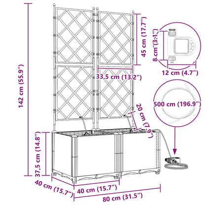 Trädgårdsplanterare 2 pcs Ljusgrå 80 x 40 x 142 cm Plast
