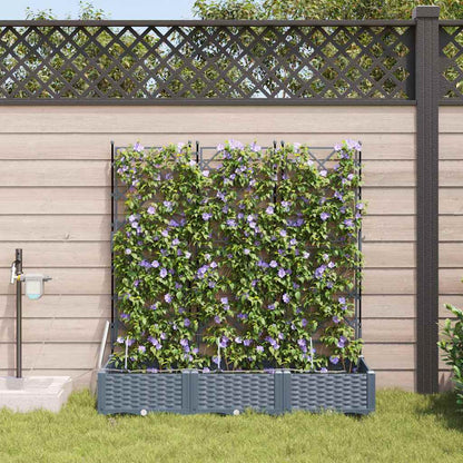 Trädgårdsplanterare 3 pcs Ljusgrå 120 x 40 x 126 cm Plast