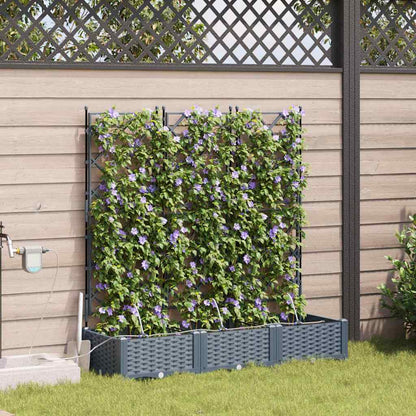 Trädgårdsplanterare 3 pcs Ljusgrå 120 x 40 x 126 cm Plast