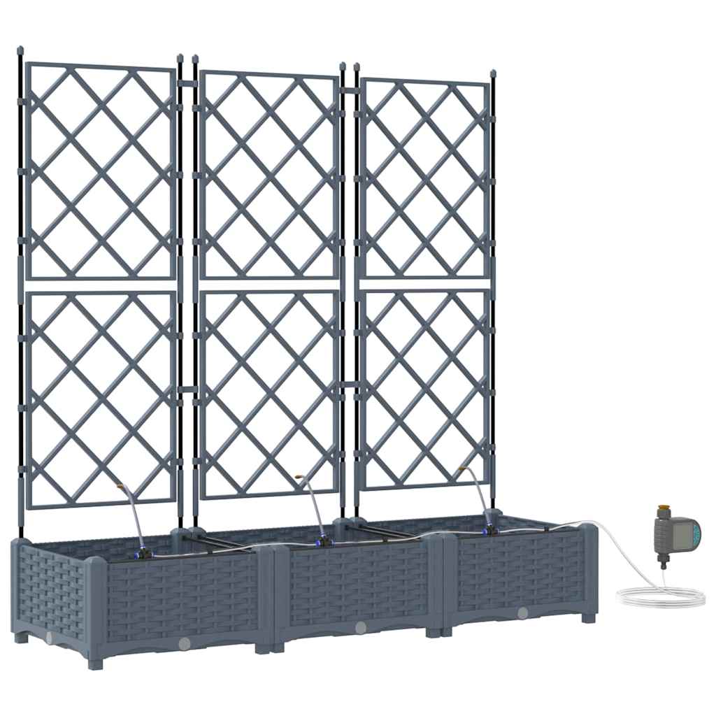 Trädgårdsplanterare 3 pcs Ljusgrå 120 x 40 x 126 cm Plast