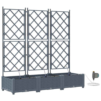 Trädgårdsplanterare 3 pcs Ljusgrå 120 x 40 x 126 cm Plast