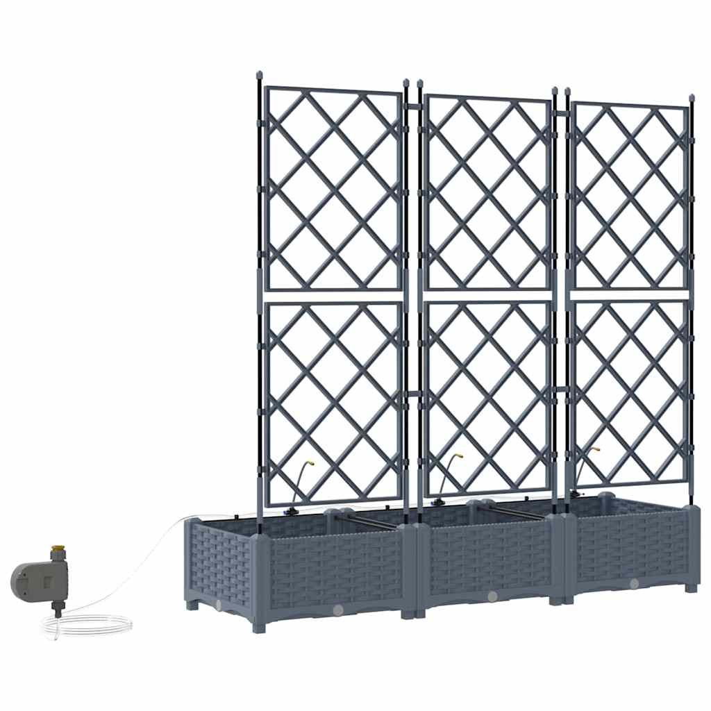 Trädgårdsplanterare 3 pcs Ljusgrå 120 x 40 x 126 cm Plast