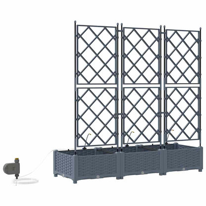 Trädgårdsplanterare 3 pcs Ljusgrå 120 x 40 x 126 cm Plast