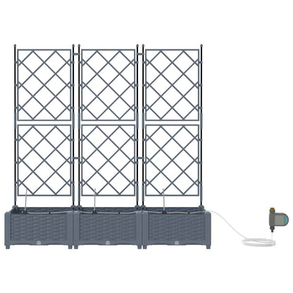 Trädgårdsplanterare 3 pcs Ljusgrå 120 x 40 x 126 cm Plast