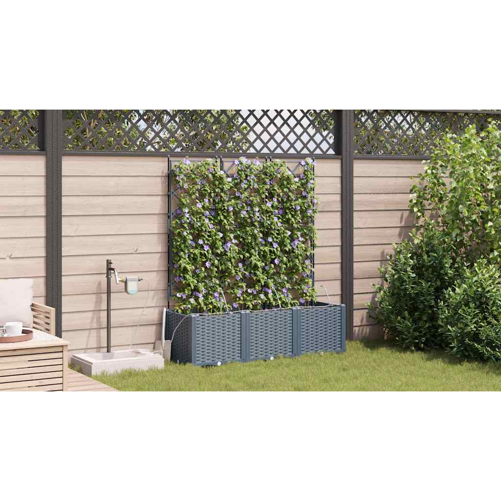 Trädgårdsplanterare 3 pcs Ljusgrå 120 x 40 x 142 cm Plast