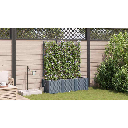 Trädgårdsplanterare 3 pcs Ljusgrå 120 x 40 x 142 cm Plast