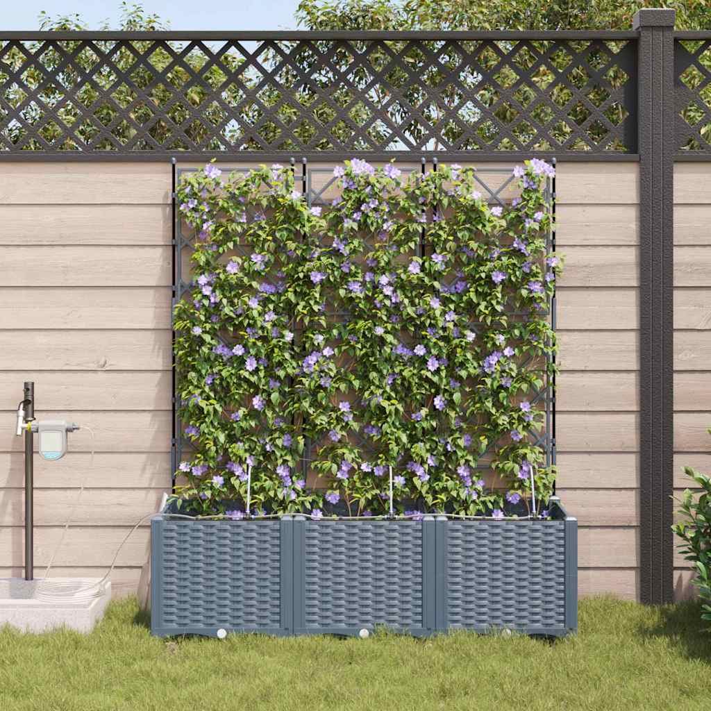 Trädgårdsplanterare 3 pcs Ljusgrå 120 x 40 x 142 cm Plast