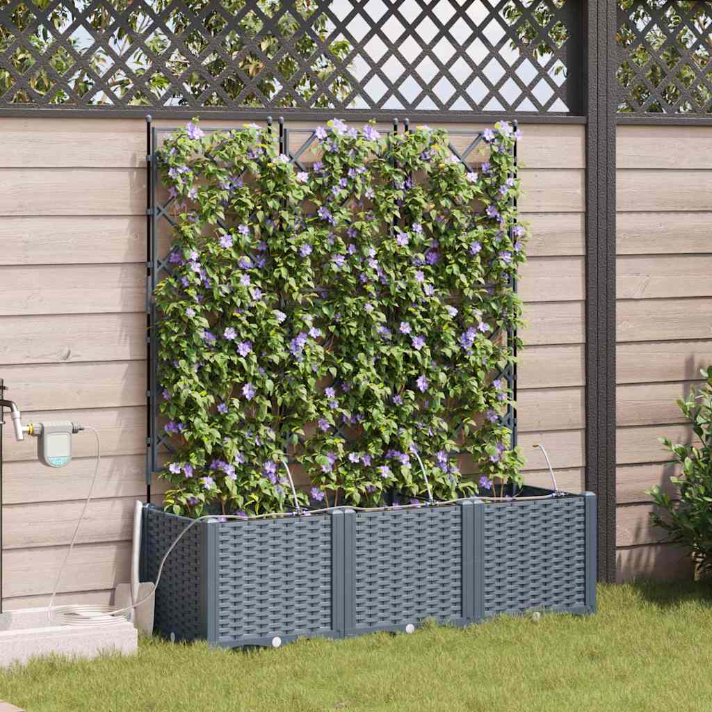 Trädgårdsplanterare 3 pcs Ljusgrå 120 x 40 x 142 cm Plast
