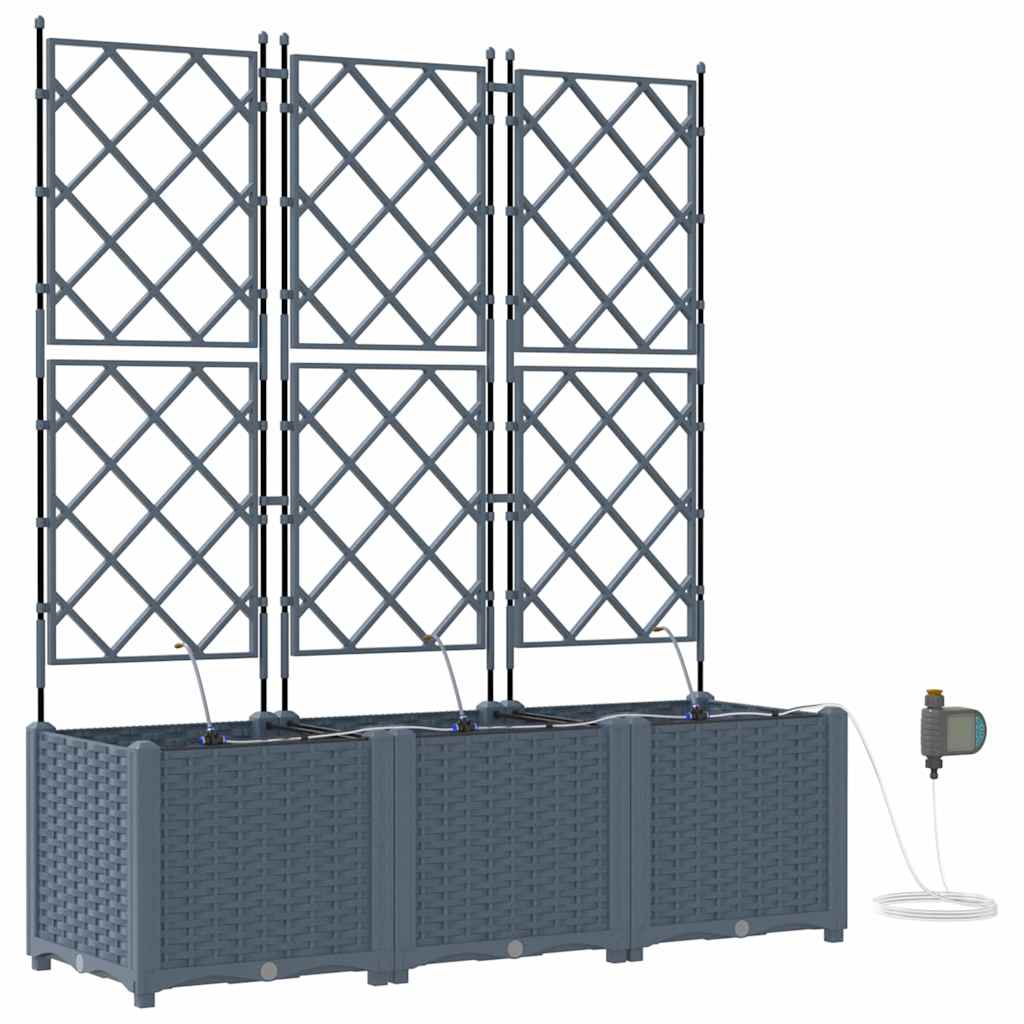 Trädgårdsplanterare 3 pcs Ljusgrå 120 x 40 x 142 cm Plast
