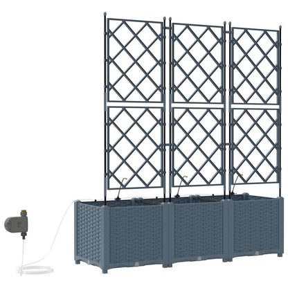 Trädgårdsplanterare 3 pcs Ljusgrå 120 x 40 x 142 cm Plast