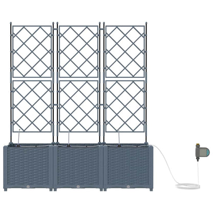 Trädgårdsplanterare 3 pcs Ljusgrå 120 x 40 x 142 cm Plast