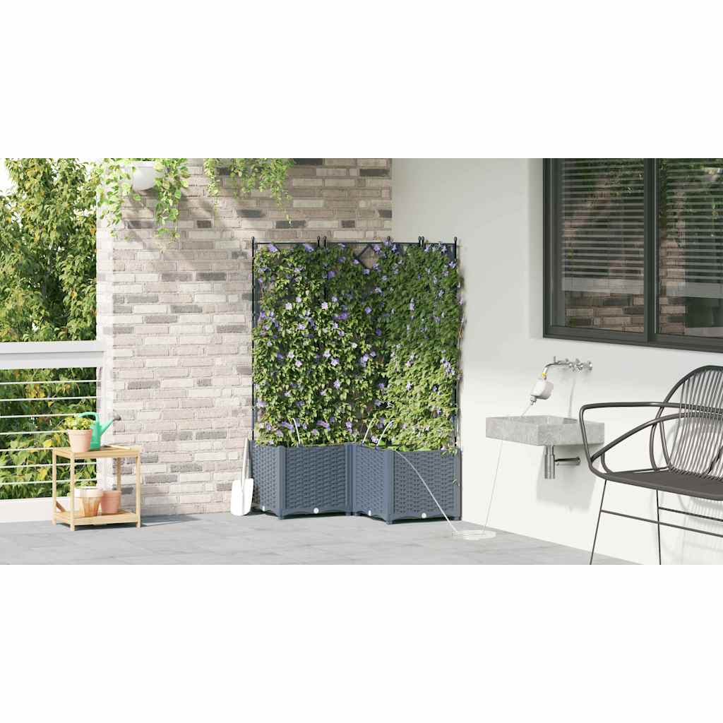 Trädgårdsplanterare 3 pcs Ljusgrå 80 x 80 x 142 cm Plast