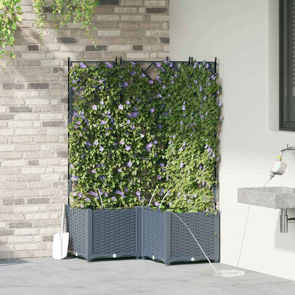 Trädgårdsplanterare 3 pcs Ljusgrå 80 x 80 x 142 cm Plast