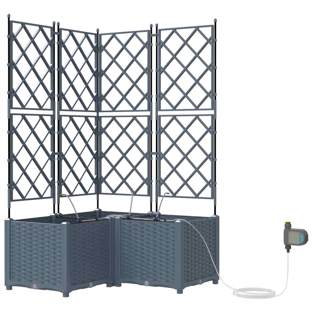Trädgårdsplanterare 3 pcs Ljusgrå 80 x 80 x 142 cm Plast