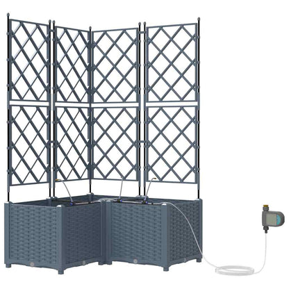 Trädgårdsplanterare 3 pcs Ljusgrå 80 x 80 x 142 cm Plast
