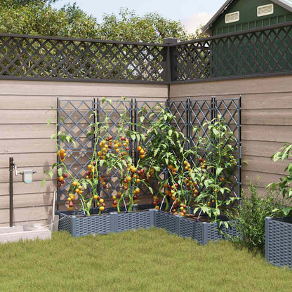 Trädgårdsplanterare 5 pcs Ljusgrå 120 x 120 x 126 cm Plast