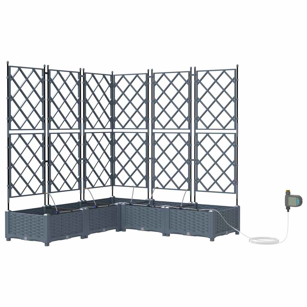 Trädgårdsplanterare 5 pcs Ljusgrå 120 x 120 x 126 cm Plast