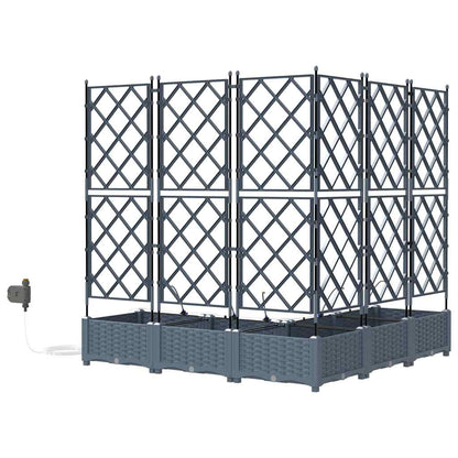 Trädgårdsplanterare 5 pcs Ljusgrå 120 x 120 x 126 cm Plast