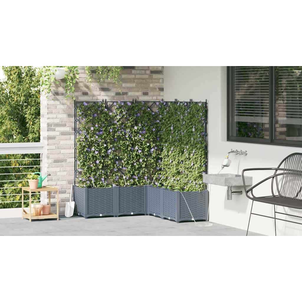 Trädgårdsplanterare 5 pcs Ljusgrå 120 x 120 x 142 cm Plast