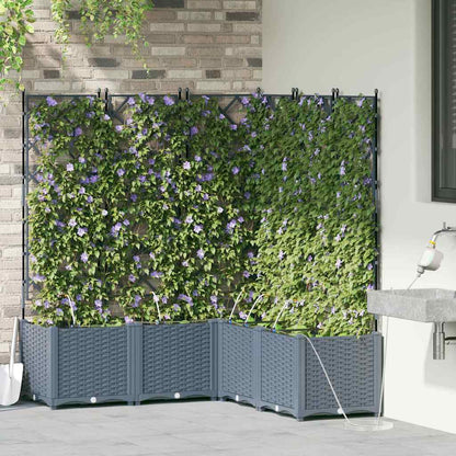 Trädgårdsplanterare 5 pcs Ljusgrå 120 x 120 x 142 cm Plast