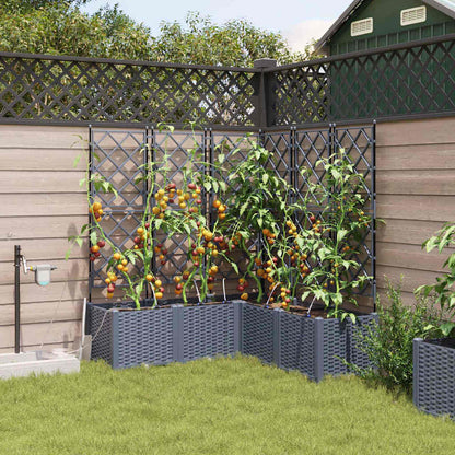 Trädgårdsplanterare 5 pcs Ljusgrå 120 x 120 x 142 cm Plast