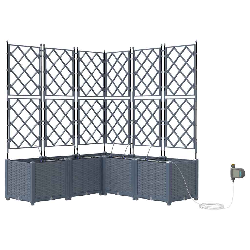 Trädgårdsplanterare 5 pcs Ljusgrå 120 x 120 x 142 cm Plast