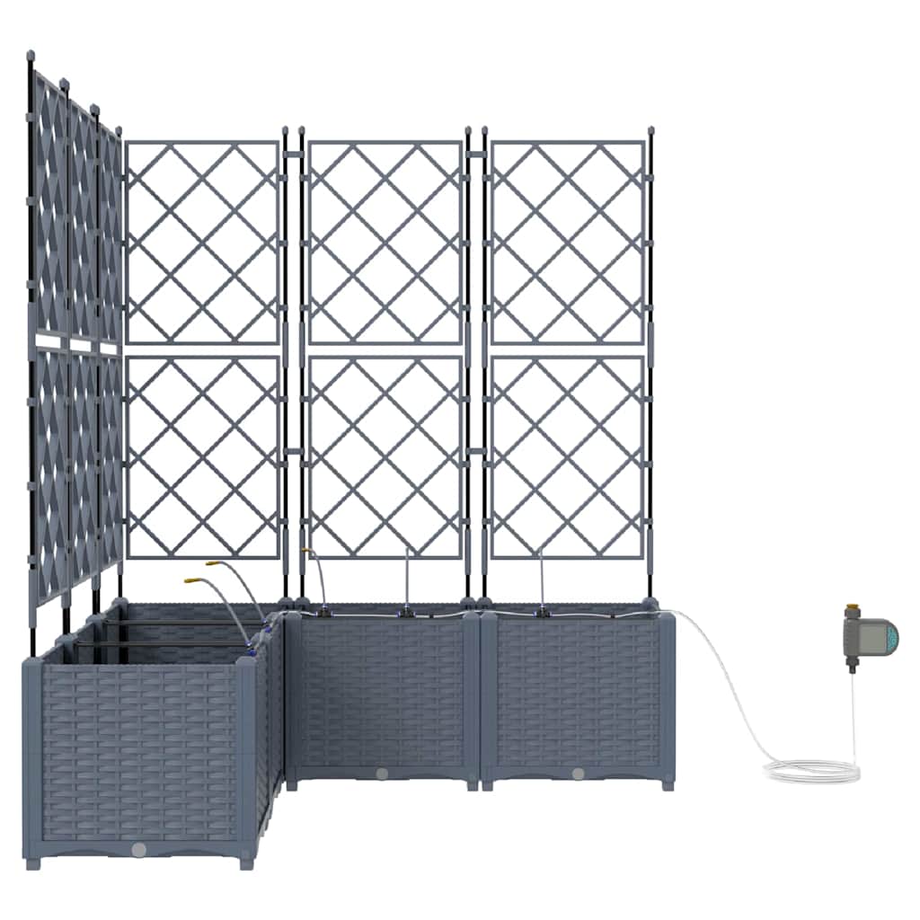 Trädgårdsplanterare 5 pcs Ljusgrå 120 x 120 x 142 cm Plast