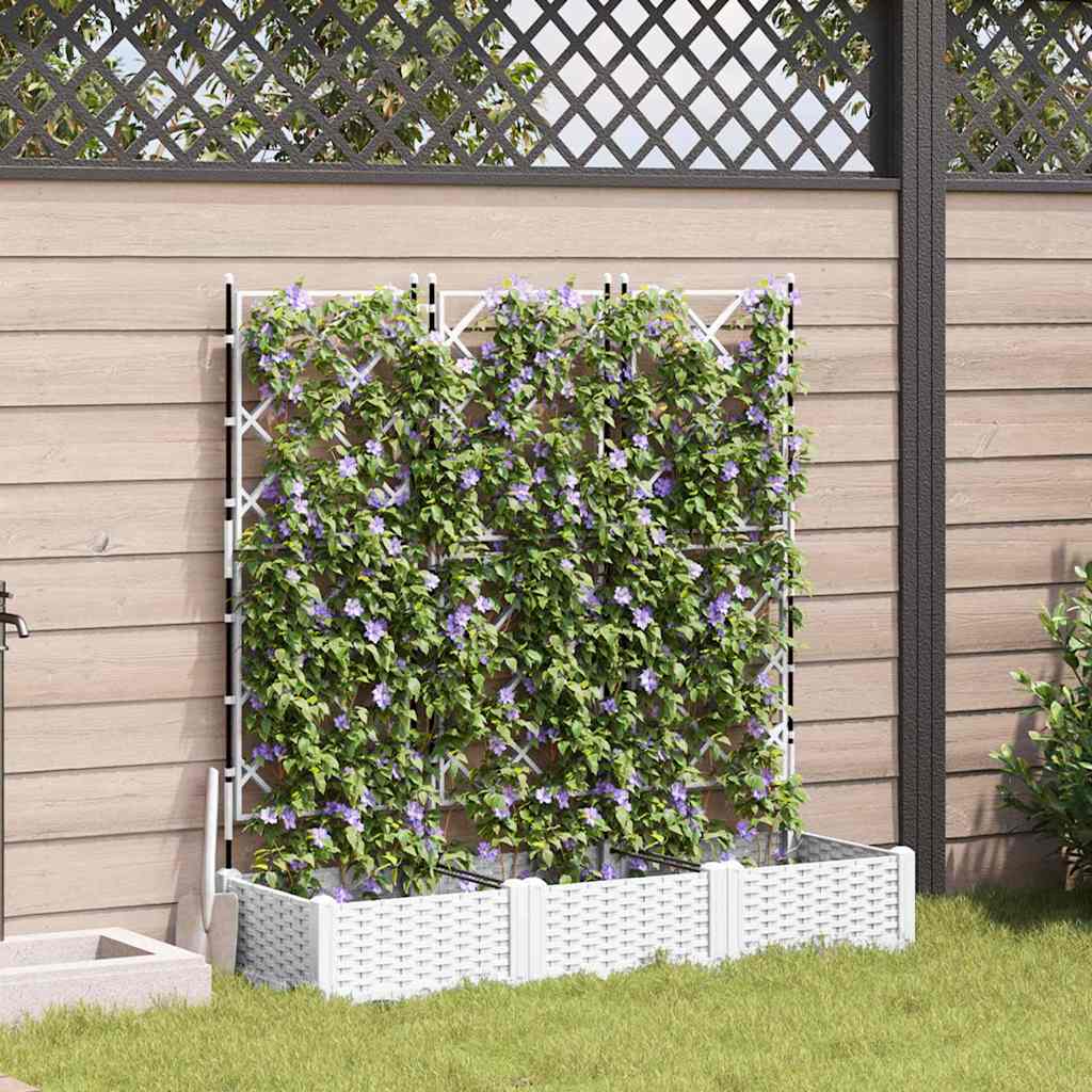 Trädgårdsplanterare 3 pcs Vit 120 x 40 x 125,5 cm Plast