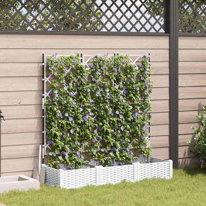 Trädgårdsplanterare 3 pcs Vit 120 x 40 x 125,5 cm Plast