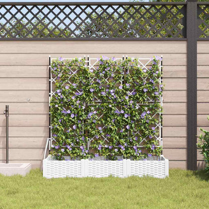 Trädgårdsplanterare 3 pcs Vit 120 x 40 x 125,5 cm Plast