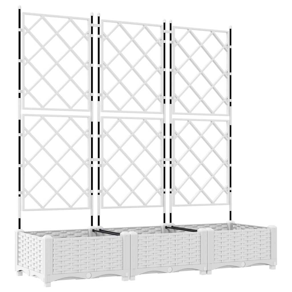 Trädgårdsplanterare 3 pcs Vit 120 x 40 x 125,5 cm Plast
