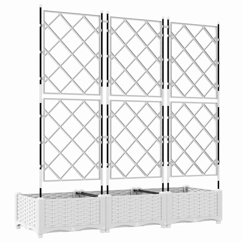 Trädgårdsplanterare 3 pcs Vit 120 x 40 x 125,5 cm Plast
