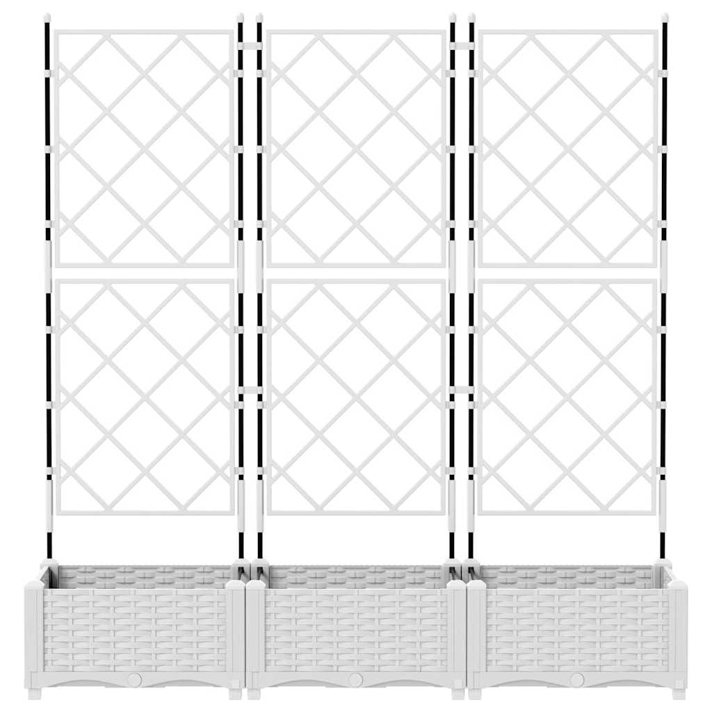 Trädgårdsplanterare 3 pcs Vit 120 x 40 x 125,5 cm Plast