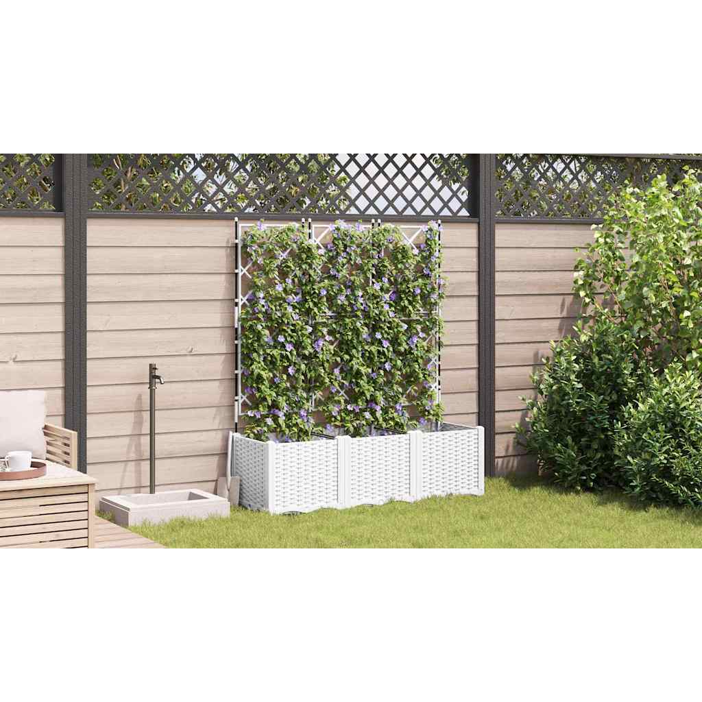 Trädgårdsplanterare 3 pcs Vit 120 x 40 x 143 cm Plast