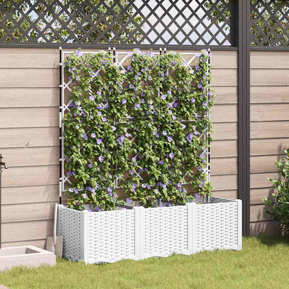 Trädgårdsplanterare 3 pcs Vit 120 x 40 x 143 cm Plast