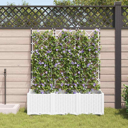 Trädgårdsplanterare 3 pcs Vit 120 x 40 x 143 cm Plast