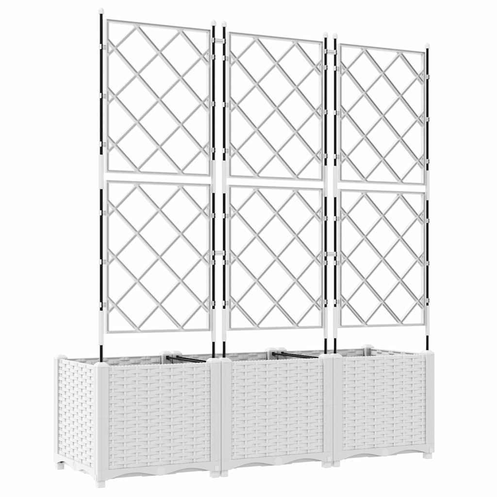 Trädgårdsplanterare 3 pcs Vit 120 x 40 x 143 cm Plast