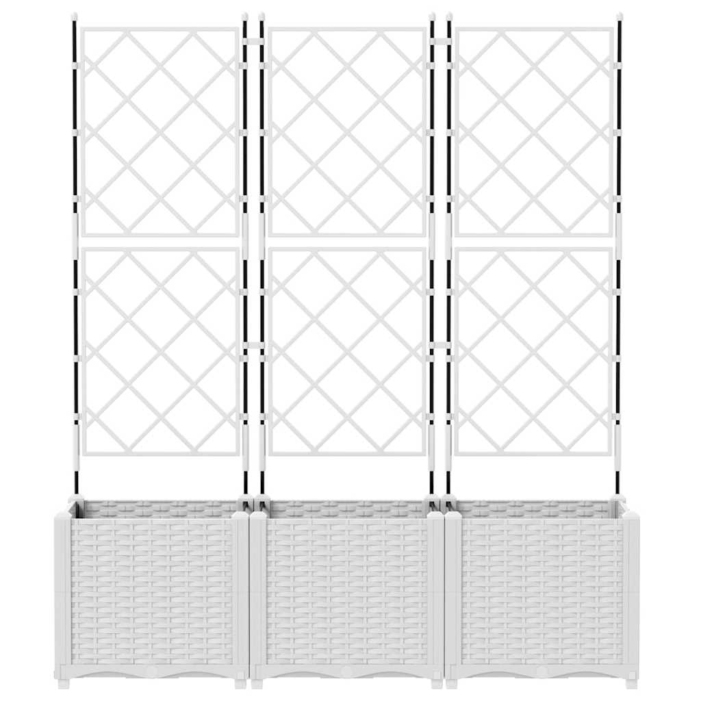 Trädgårdsplanterare 3 pcs Vit 120 x 40 x 143 cm Plast