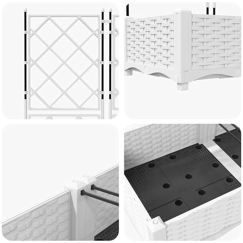 Trädgårdsplanterare 5 pcs Vit 120 x 120 x 125,5 cm Plast