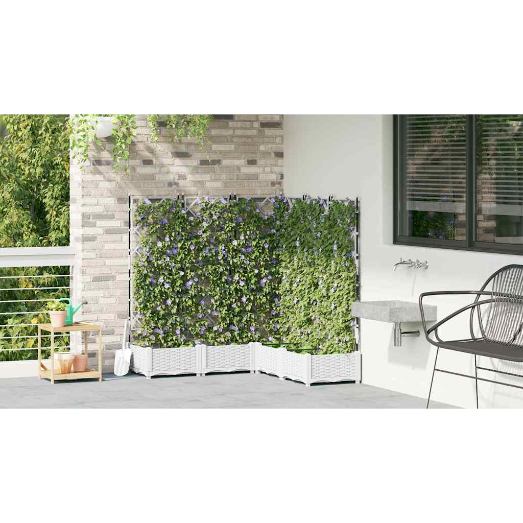Trädgårdsplanterare 5 pcs Vit 120 x 120 x 125,5 cm Plast
