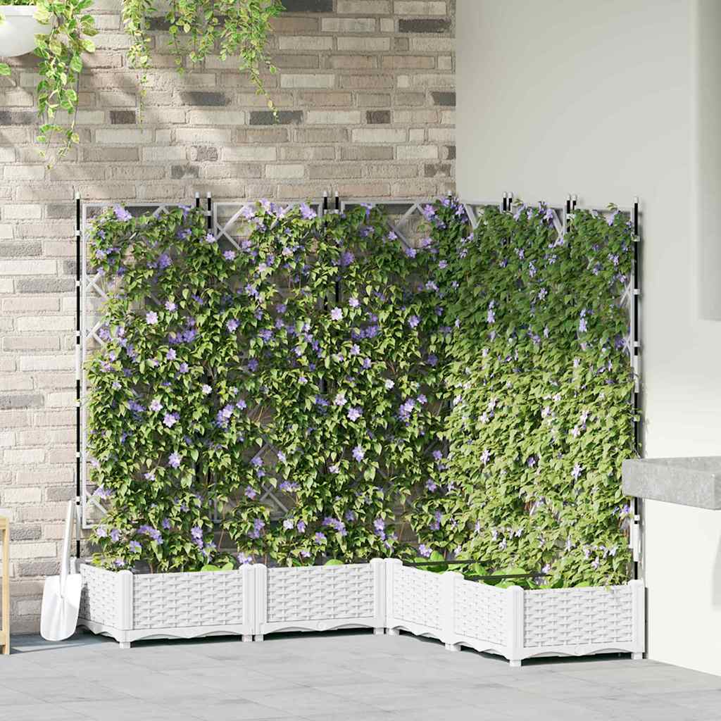 Trädgårdsplanterare 5 pcs Vit 120 x 120 x 125,5 cm Plast