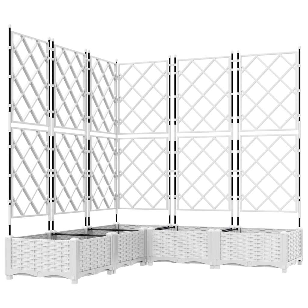Trädgårdsplanterare 5 pcs Vit 120 x 120 x 125,5 cm Plast