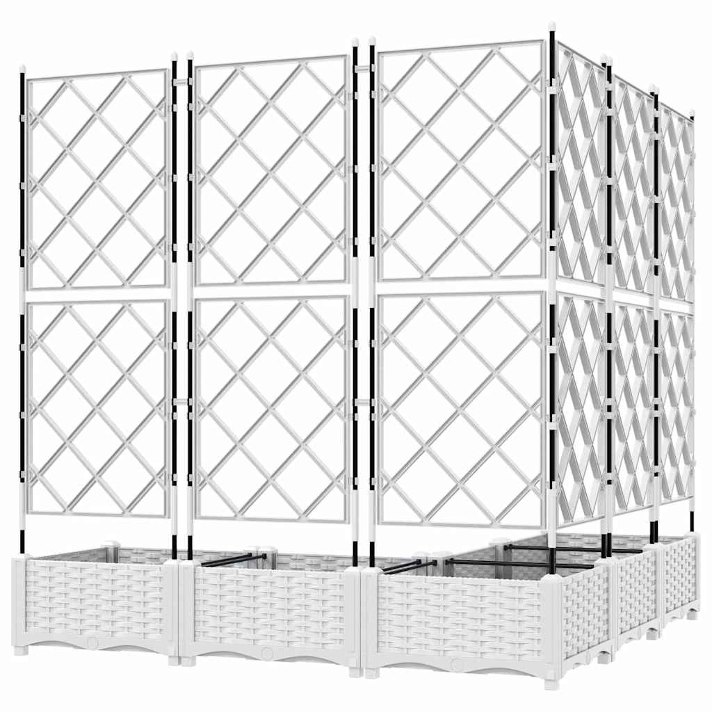 Trädgårdsplanterare 5 pcs Vit 120 x 120 x 125,5 cm Plast