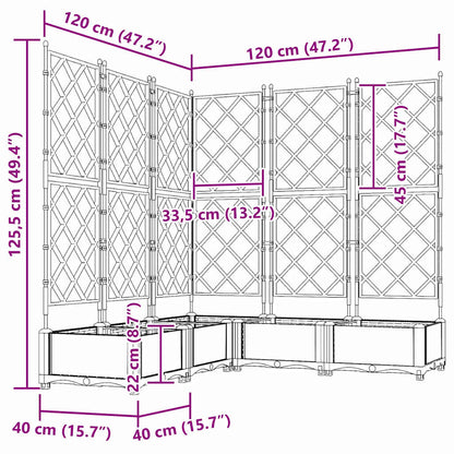Trädgårdsplanterare 5 pcs Vit 120 x 120 x 125,5 cm Plast