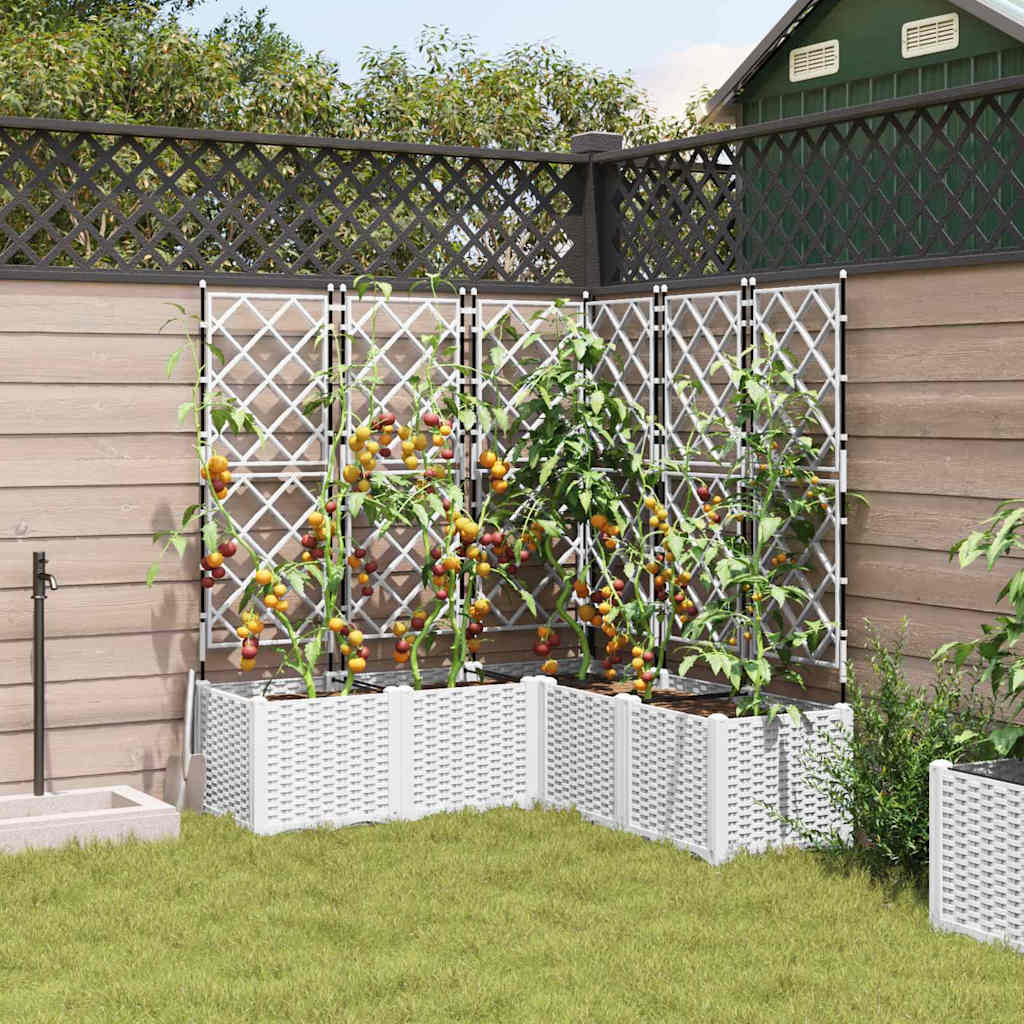 Trädgårdsplanterare 5 pcs Vit 120 x 120 x 143 cm Plast