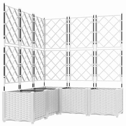Trädgårdsplanterare 5 pcs Vit 120 x 120 x 143 cm Plast