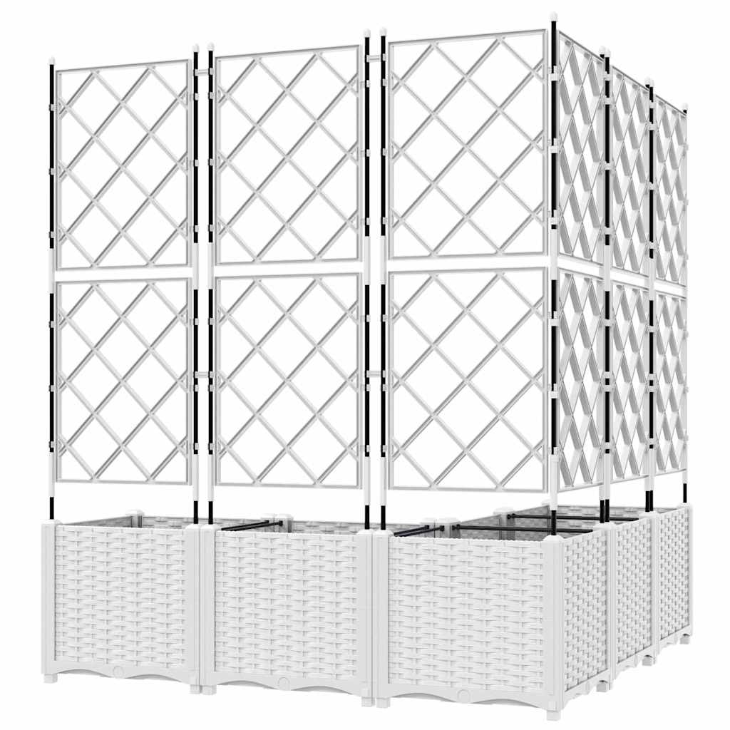 Trädgårdsplanterare 5 pcs Vit 120 x 120 x 143 cm Plast
