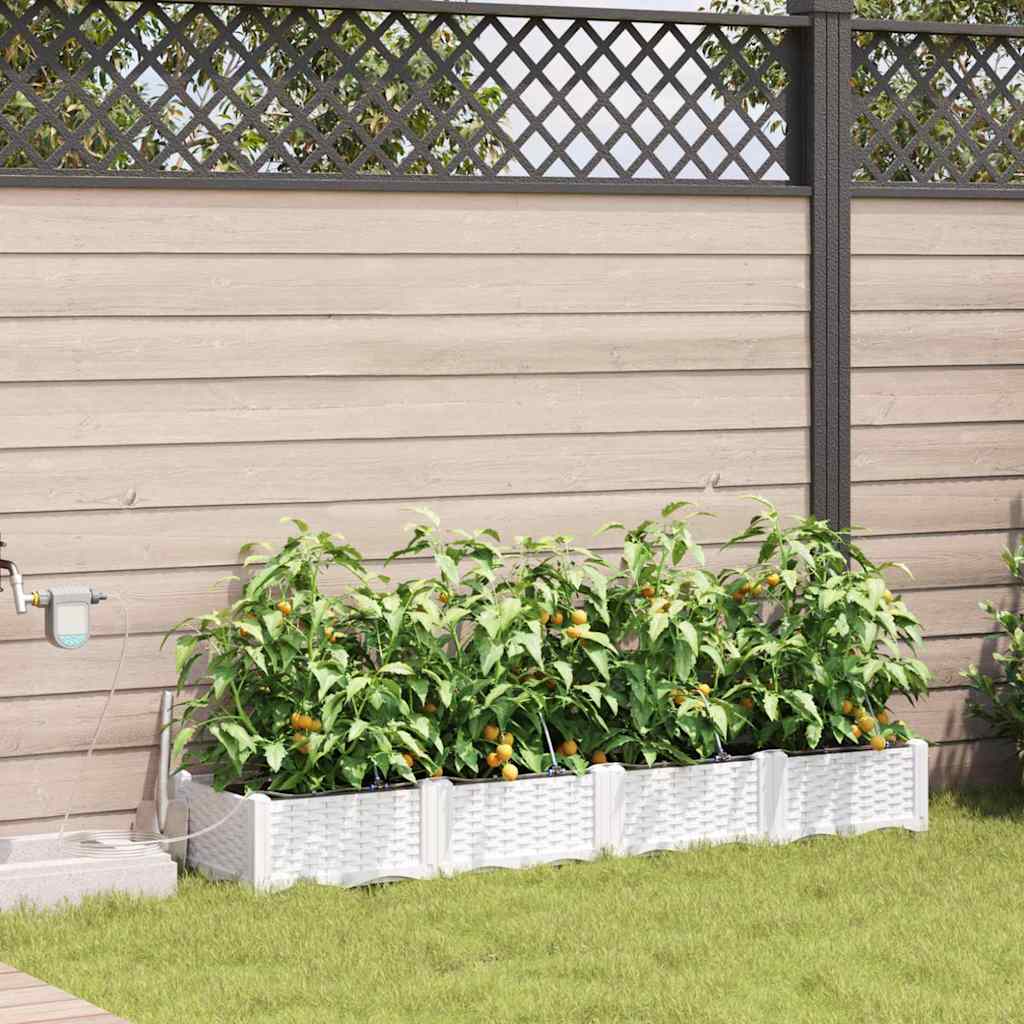 Trädgårdsplanterare 4 pcs Vit 160 x 40 x 22 cm Plast